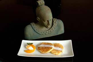 Orange and Raisin Pancakes with CrÃƒÂ¨me Fraiche and Orange and Cardamom Salad